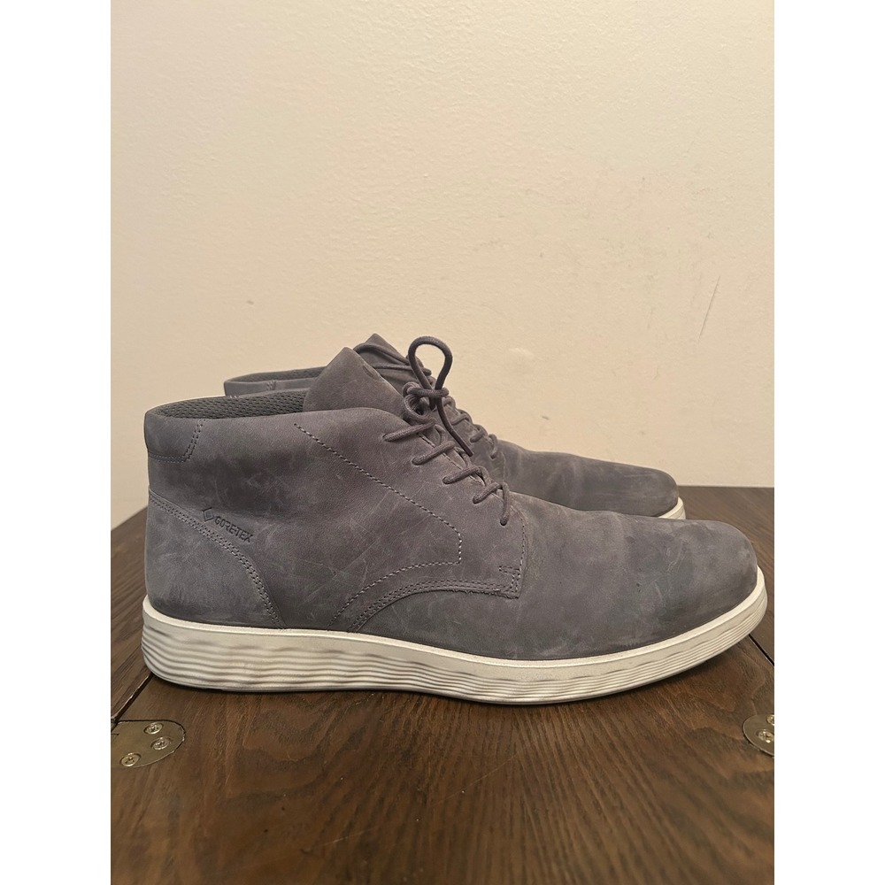 Ecco Men's GTX Gray Leather Ankle Chukka Boots Shoes Size EUR 44 US 10-10.5